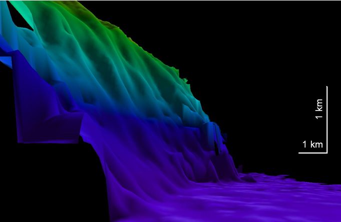 3D-model af havbunden ud for Morris Jesup Rise